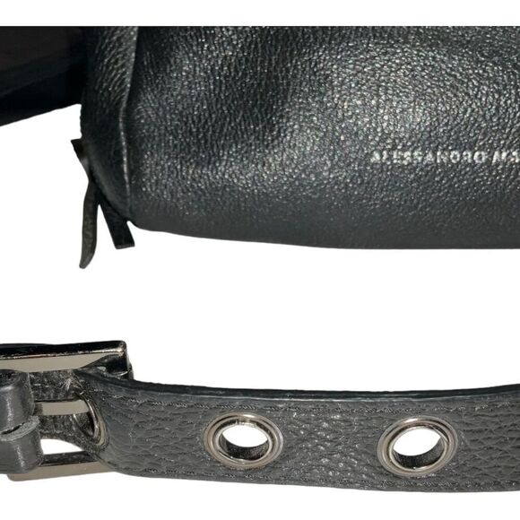 ๐ค Alessandro Mari Italy Black Pebbled Leather Crossbodyโ Shoulder Bag - Picture 4 of 8